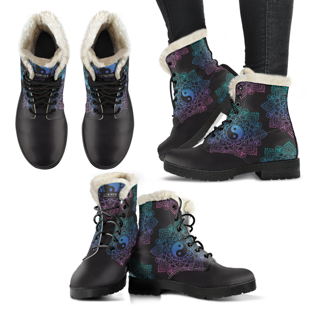 YIN YANG FAUX FUR BOOTS