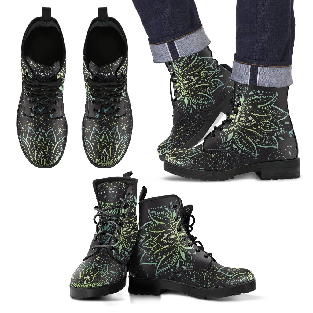 JADE GREEN LOTUS FLOWER BOOTS