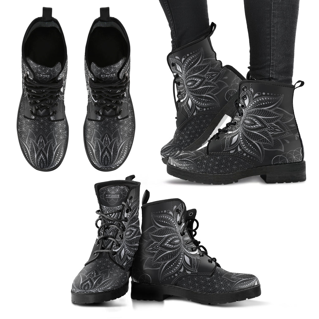 GREY LOTUS FLOWER BOOTS