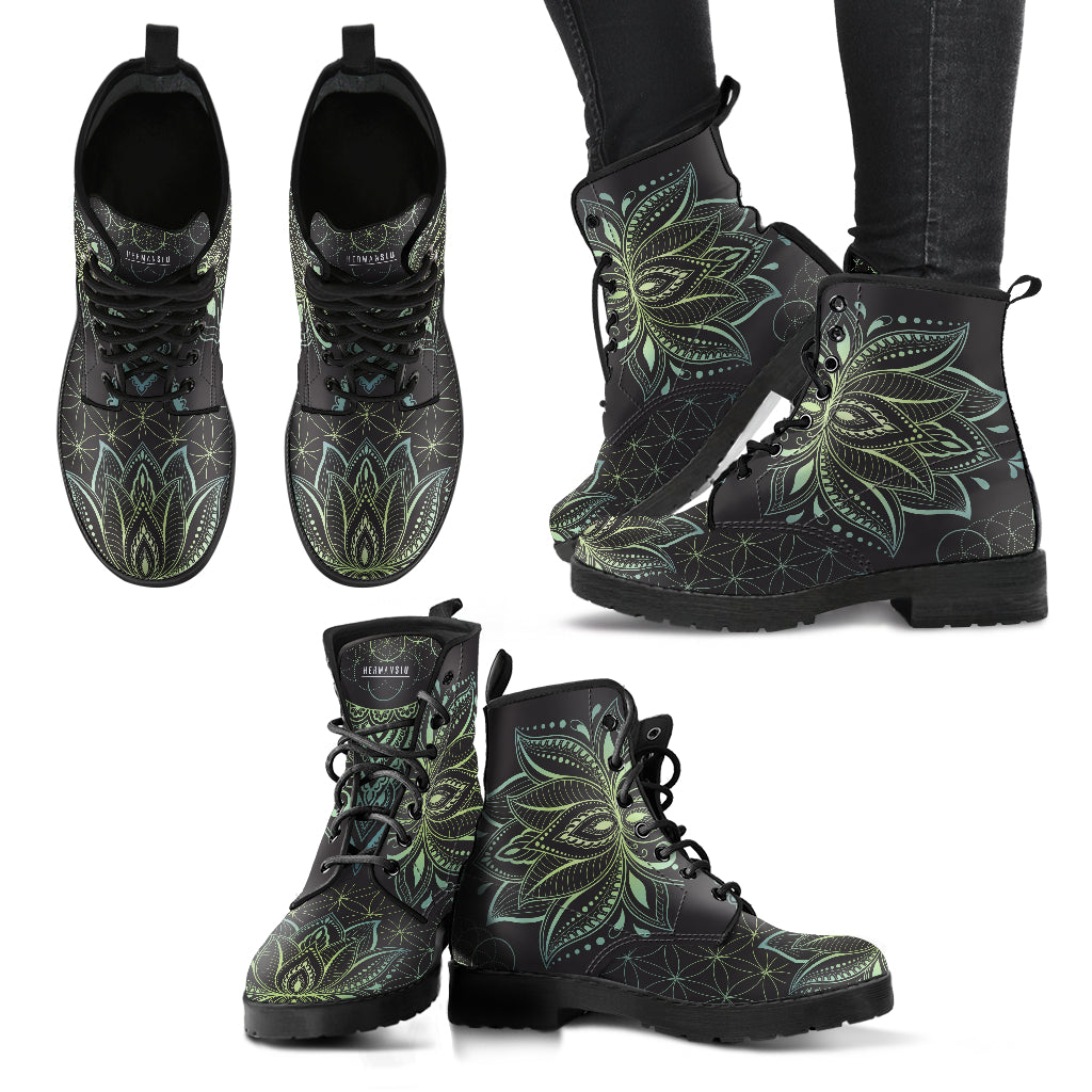 JADE GREEN LOTUS FLOWER BOOTS