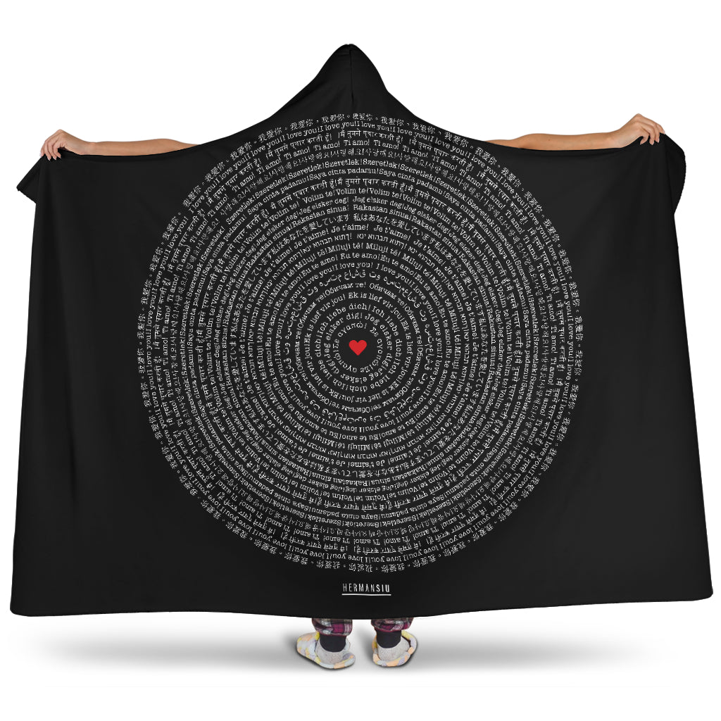 I LOVE YOU HOODED BLANKET BLACK