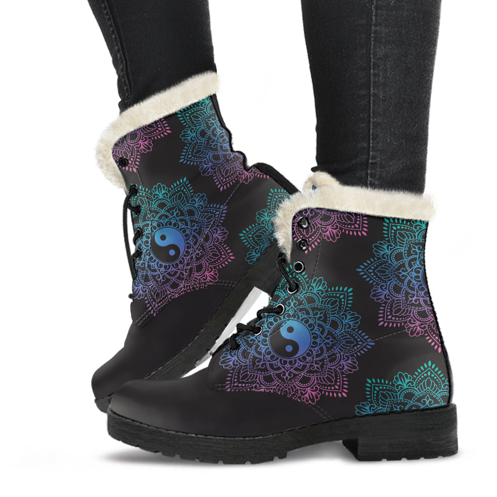 YIN YANG FAUX FUR BOOTS