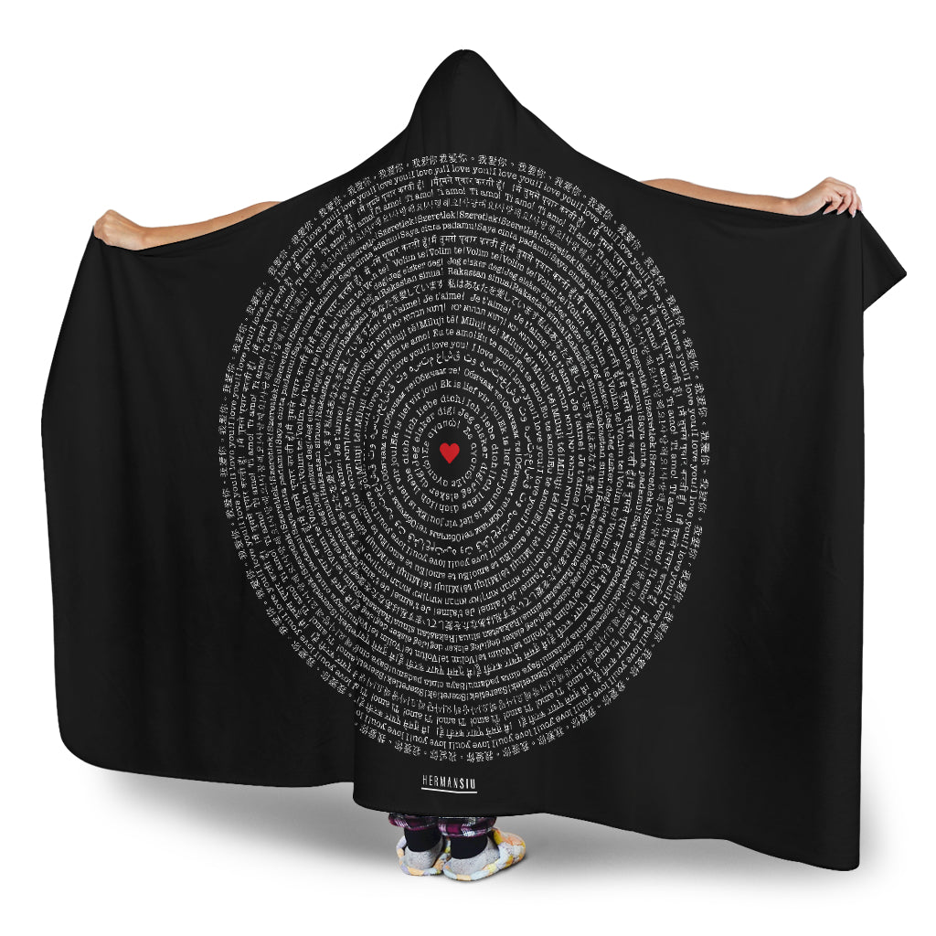 I LOVE YOU HOODED BLANKET BLACK