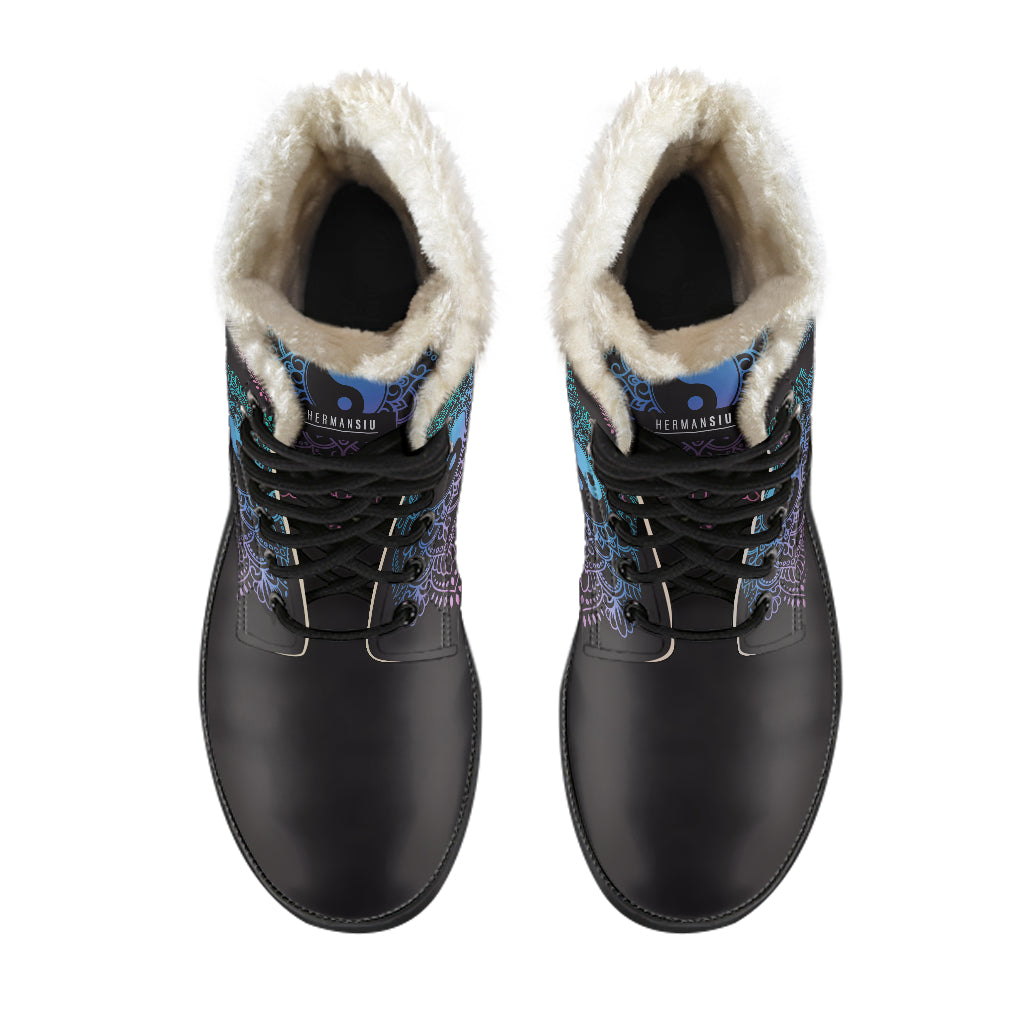 YIN YANG FAUX FUR BOOTS