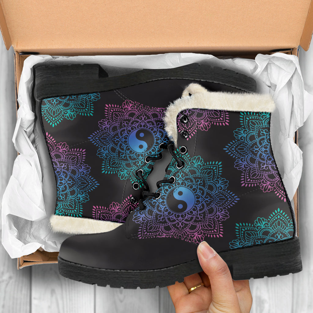 YIN YANG FAUX FUR BOOTS