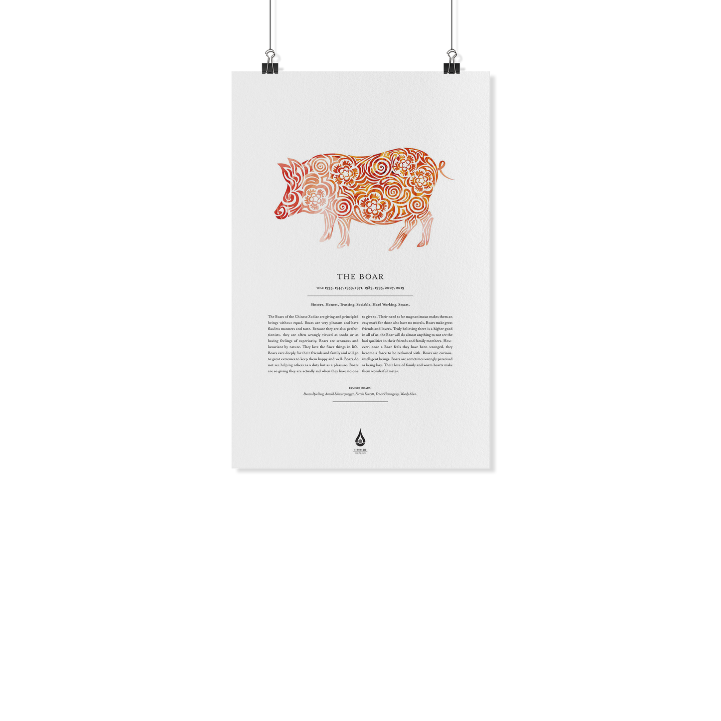 Boar Zodiac Poster 11" x17"