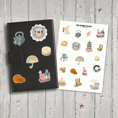 Mid Autumn Festival, Harvest Moon, Stickers and Sticker Sheet