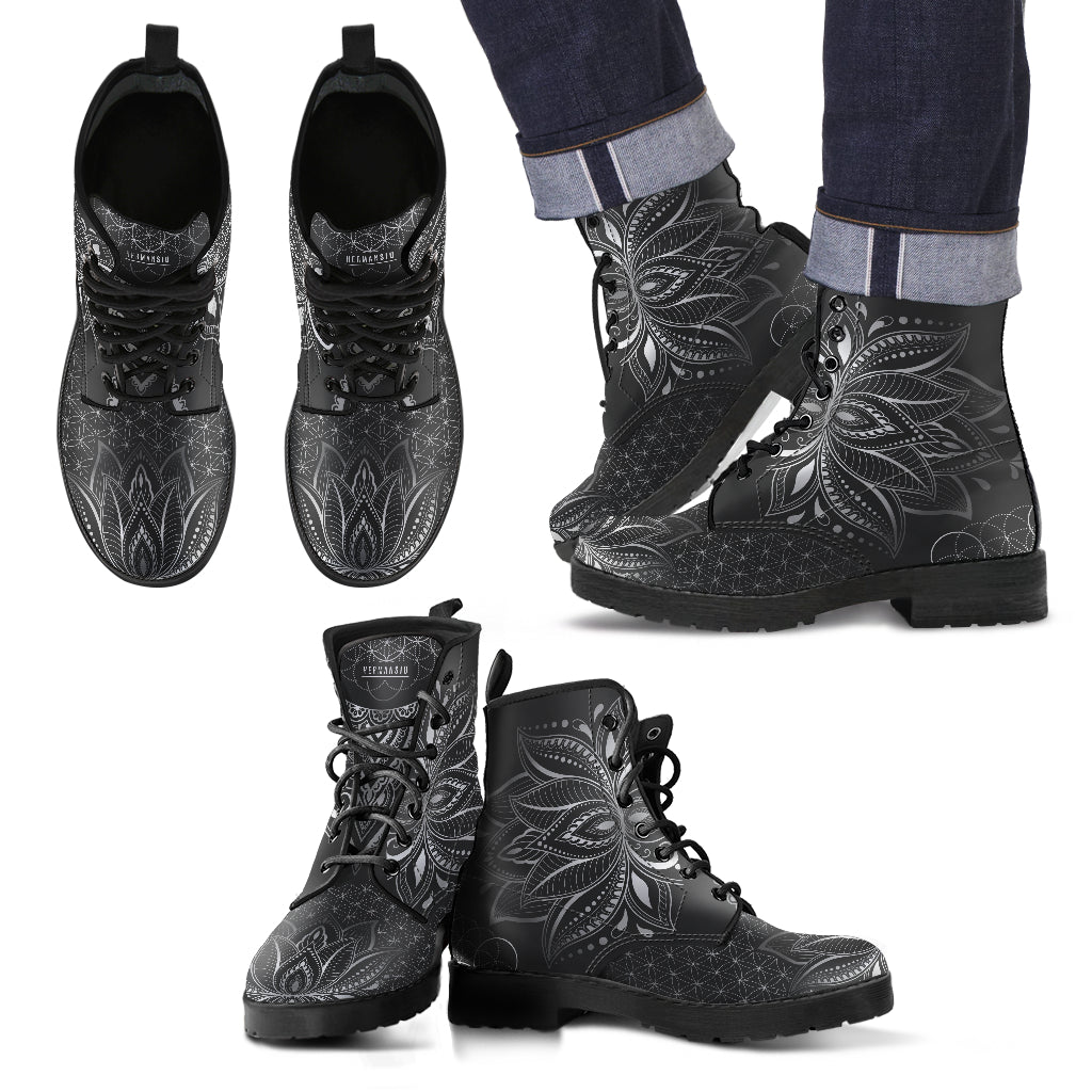 GREY LOTUS FLOWER BOOTS