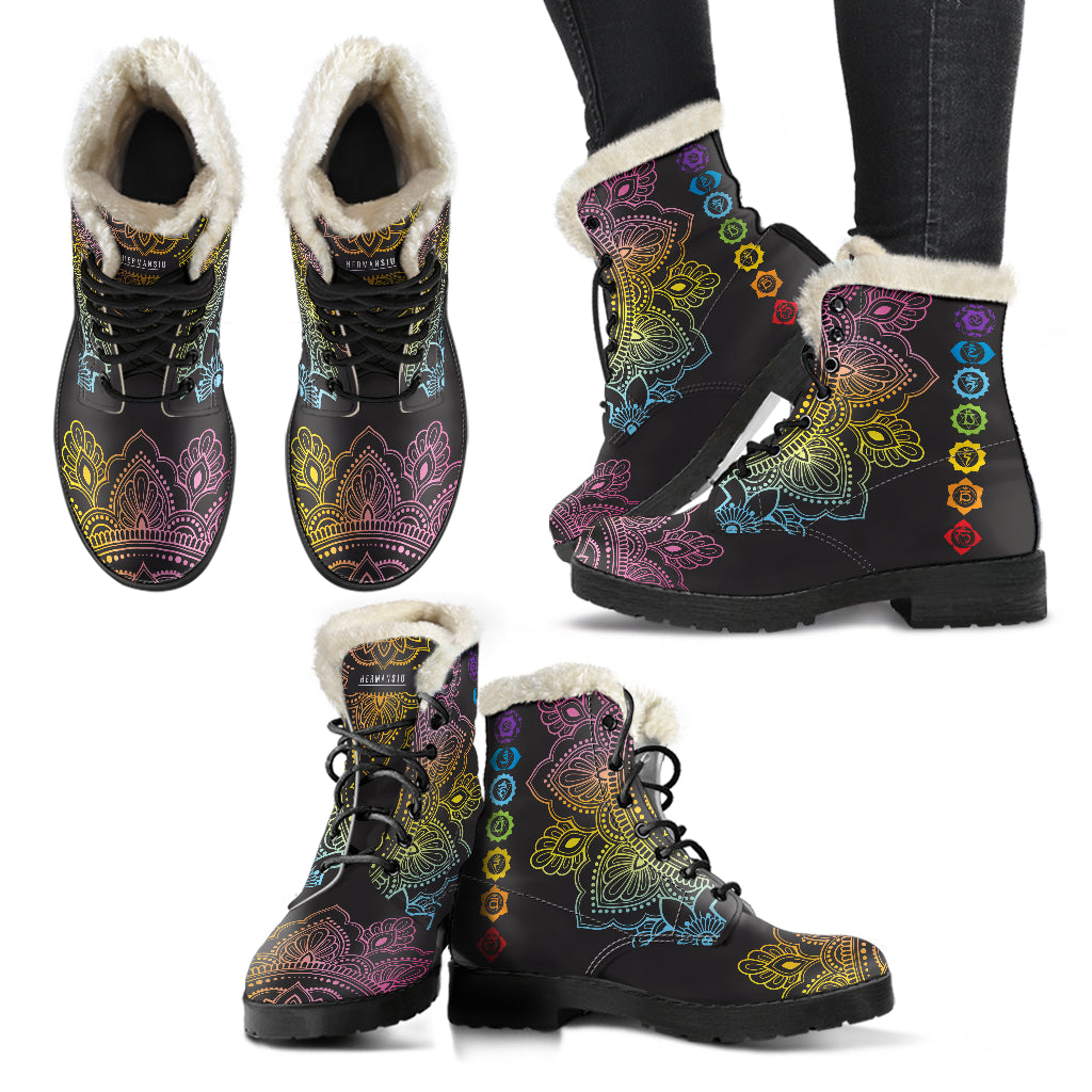CHAKRA FAUX FUR MANDALA TOE BOOTS
