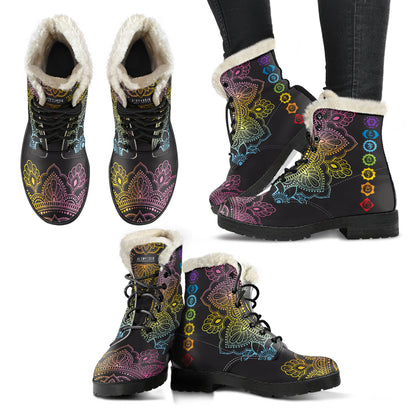 CHAKRA FAUX FUR MANDALA TOE BOOTS