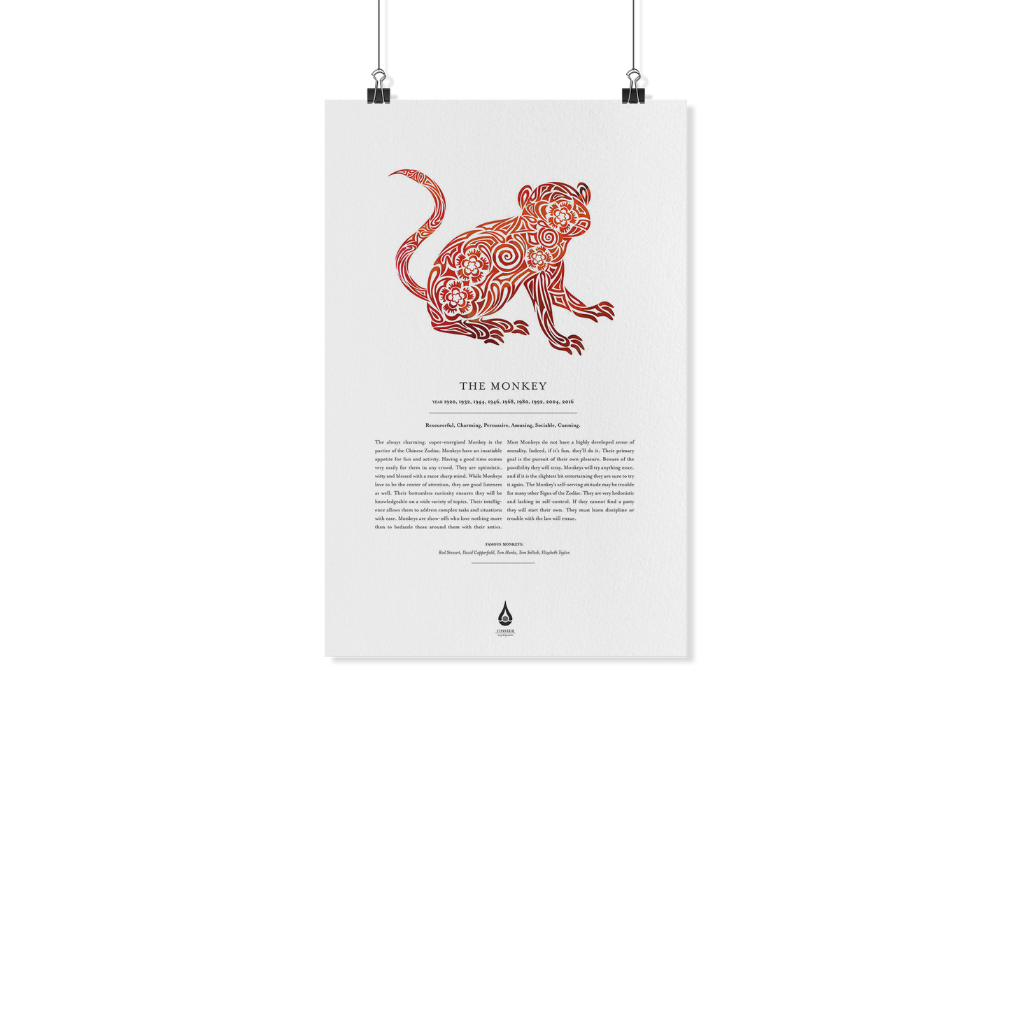 Monkey Zodiac Poster 11" x17"