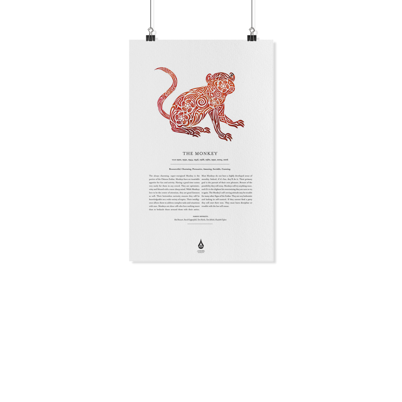 Monkey Zodiac Poster 11" x17"