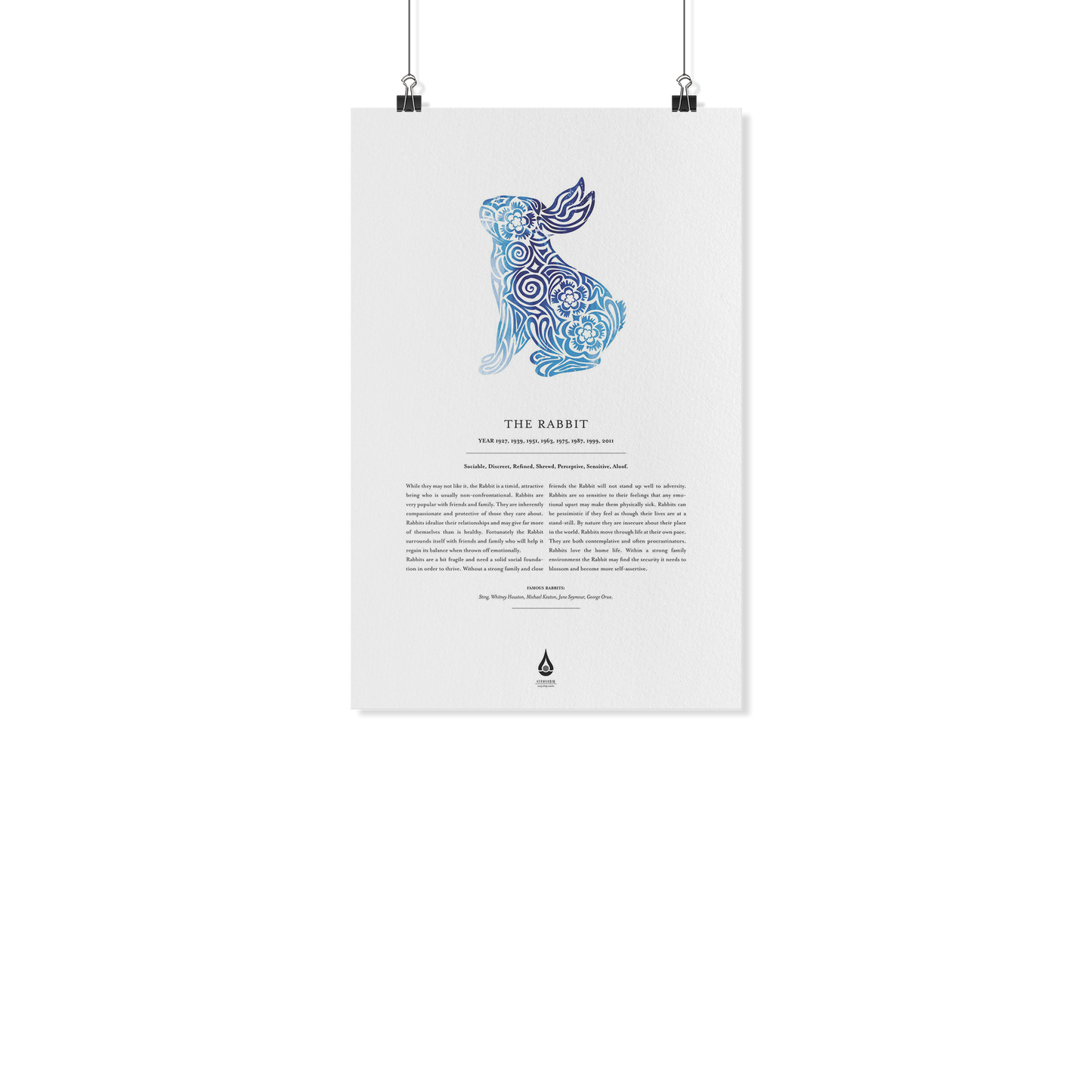 Rabbit Zodiac Poster 11" x17"
