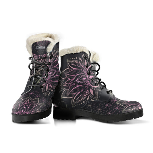 PINK LOTUS FAUX FUR BOOTS