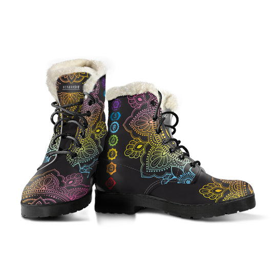 CHAKRA FAUX FUR MANDALA TOE BOOTS