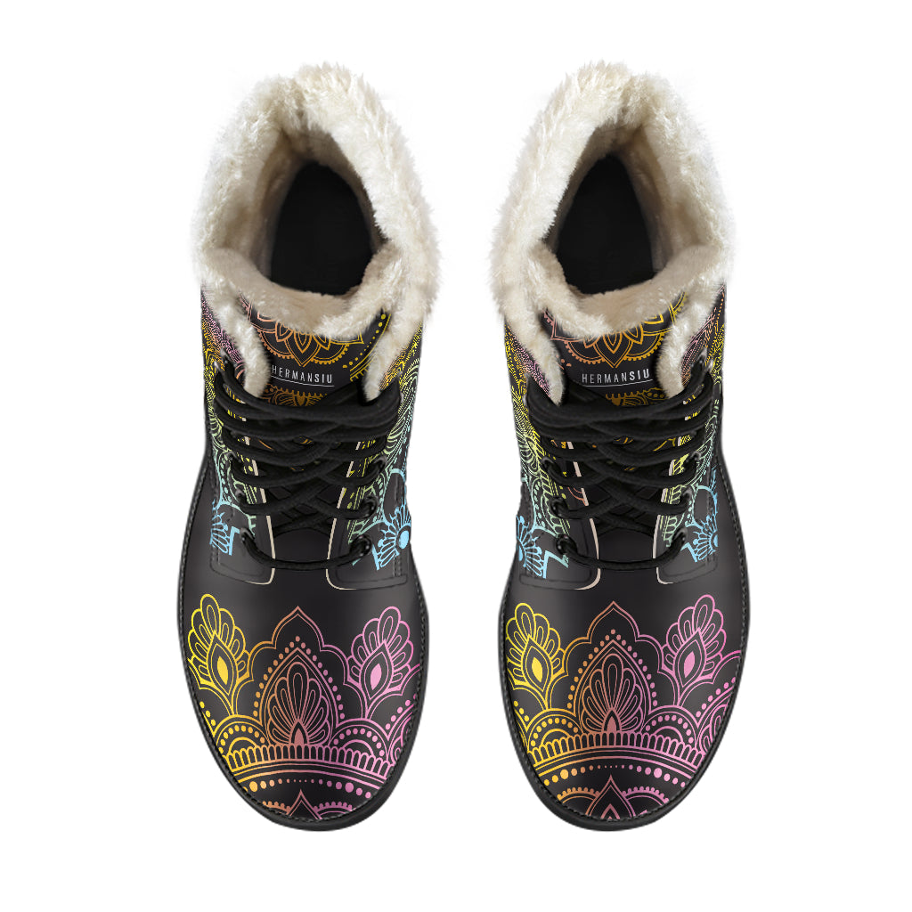 CHAKRA FAUX FUR MANDALA TOE BOOTS