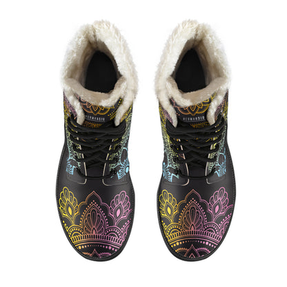 CHAKRA FAUX FUR MANDALA TOE BOOTS