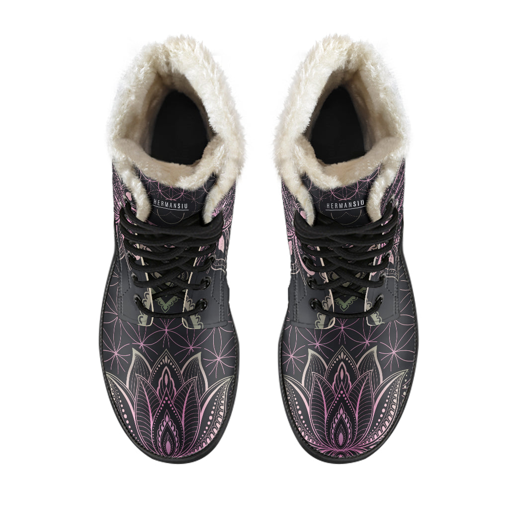 PINK LOTUS FAUX FUR BOOTS