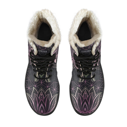 PINK LOTUS FAUX FUR BOOTS