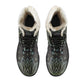 JADE GREEN FAUX FUR LOTUS BOOTS