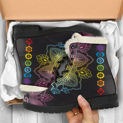 CHAKRA FAUX FUR MANDALA TOE BOOTS